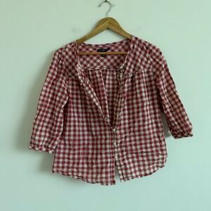 Gap Gingham Button-Front Flowy Top Size XS